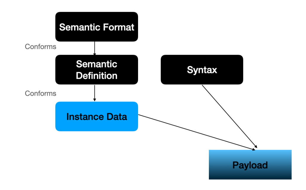 Relationship between modelling languages, models, payload format and the actual payload in network management protocols